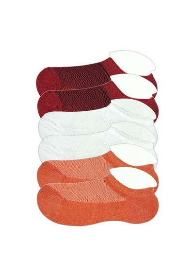Elitse 6 Adet Çocuk Sneaker Patik Çorap Bordo Beyaz Turuncu