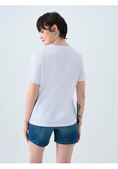 Loft Regular Fit Beyaz Kadın T-shirt Lf2038993 Beyaz
