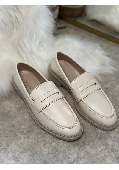 Günlük Kadın Düz Loafer Klasik Desenli Taban Zincirli Oval Burunlu Makosen Sade Şık Ayakkabı 130 Bej Günlük Kadın Düz Loafer Klasik Desenli Taban Zincirli Oval Burunlu Makosen Sade Şık Ayakkabı 130 Bej