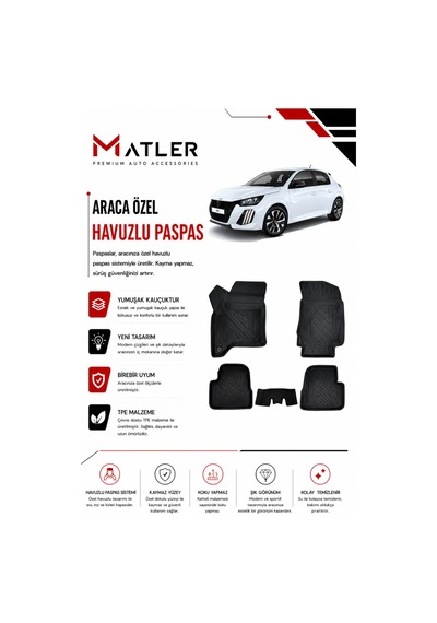 Peugeot 208 Hybrid 2025 Model 4d Ekstra Havuzlu Paspas