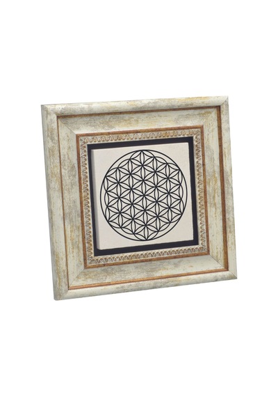 Yaşam Çiçeği Deseni Baskılı Taş Tablo 20x20