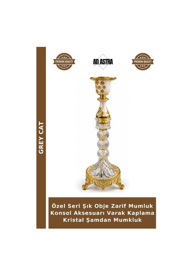 Özel Seri Şık Obje Zarif Mumluk Konsol Aksesuarı Varak Kaplama Kristal Şamdan Mumkluk Çok Renkli