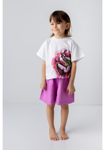 Zeyland Kız Çocuk Gül Baskılı Tshirt-fusya Fuşya