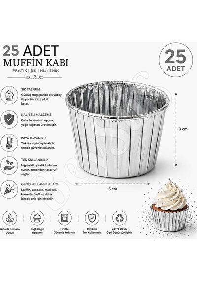 Muffin Kalıbı 25li Gümüş