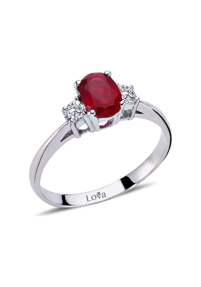 Lova Pırlantalı Oval Yakut Yüzük - 1020226