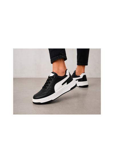 Yalçın Erkek Siyah Beyaz Sneaker Kalın Taban Ortopedik Günlük Spor Ayakkabı Siyah - 880226965 Siyah