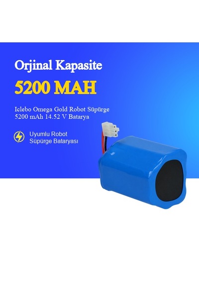 Iclebo Omega Gold Robot Süpürge 5200 Mah 14.52v Batarya