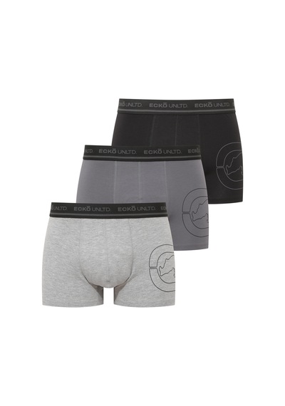 U.S. Polo Assn. Ecko Antrasit - Gri Melanj - Siyah 3'lü Boxer Antrasit - Gri Melanj - Siyah