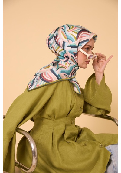 Silk Home Twill İpek Eşarp 11471-25 Su Yeşili, Pembe, Yeşil, Beyaz, Gri