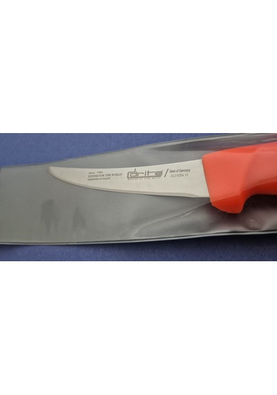Fibrox Kaymaz Saplı Kıvrık Kasap Kemik Sıyırma Bıçağı 13 Cm Hulusi - Drita Bıçak 20mm X 130mm X 2.5mm 10354.13 Turuncu Renk