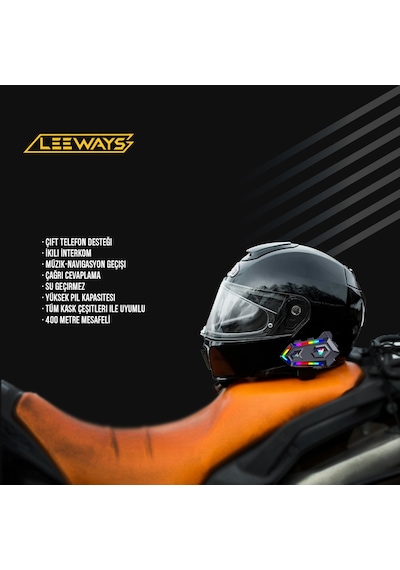 V20 Max Telsiz Özellikli 5.3 Bt Motosiklet Kask Kulaklık Intercom Rgb Işıklı 1 Adet