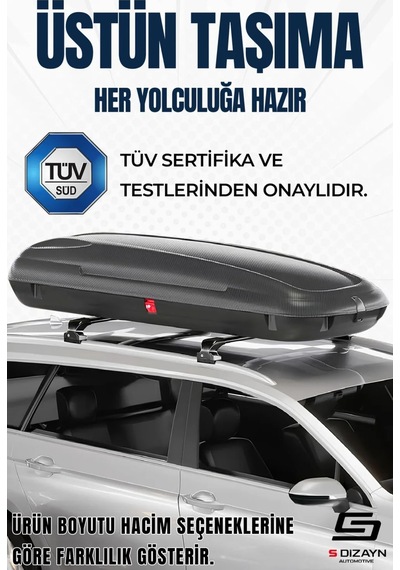 S-dizayn Araç Üzeri Port Bagaj Karbon Fiber Desen 430 Litre Enjeksiyon Plastik A+ Kalite