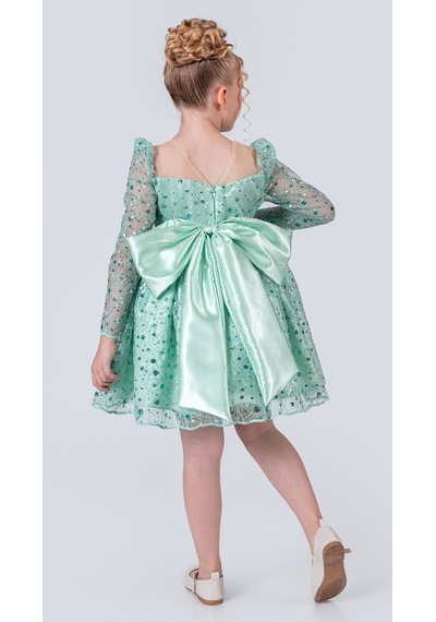 Mnk Baby & Kids Ruche Lipa Kız Çocuk Abiye M00783 Yeşil