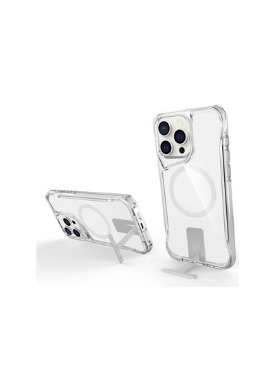 Zore İphone 15 Pro Max Uyumlu Magsafe Şarj Özellikli Ogaa T-max Standlı Kılıf-renksiz