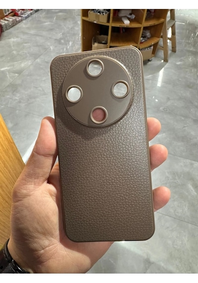 Honor Magic 8 Lite Uyumlu Deri Dokulu Yumuşak Silikon Telefon Kılıfı Kapak Kahverengi