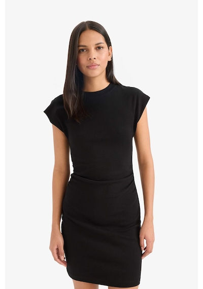 Defacto Bodycon Vücudu Saran Basıc Ribana Mini Elbise C4513AX24SP Siyah