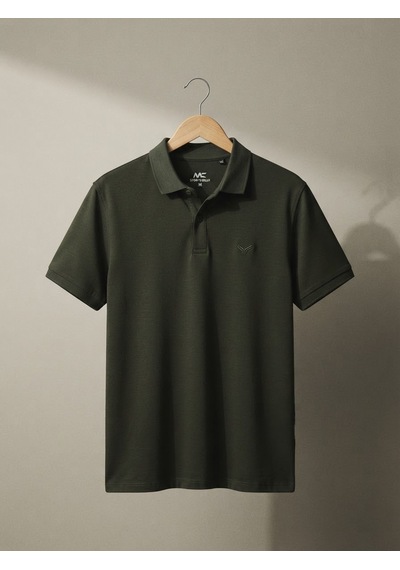 Maccali Erkek Yeşil İthal Dokulu Basic Polo Yaka Tişört
