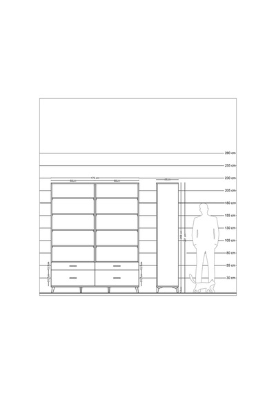 Hyperion Gardrop 10 Raflı 4 Çekmeceli 4 Kapaklı 176x44x221 Antrasit-aytaşı Beyaz Hyperion Gardrop 10 Raflı 4 Çekmeceli 4 Kapaklı 176x44x221 Antrasit-aytaşı Beyaz