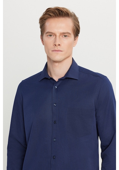 AC&Co / Altınyıldız Classics Erkek Lacı Pamuklu Tailored Slim Fit Dar Kesim Klasik Yaka Armürlü Cepli Gömlek Lacı
