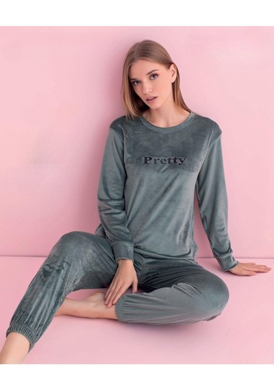 Pijamerry Kadın Kışlık Bisiklet Yaka Kadife Pijama Takımı 3035sy - 1 Adet Yeşil Pijamerry Kadın Kışlık Bisiklet Yaka Kadife Pijama Takımı 3035sy - 1 Adet Yeşil