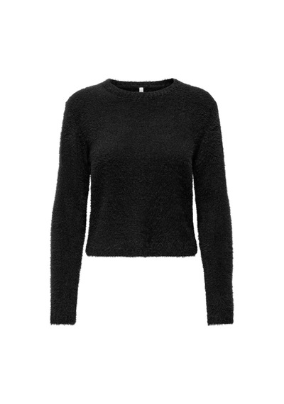Only Regular Fit Bisiklet Yaka Tüylü Kazak Kadın Kazak 15374811 Siyah