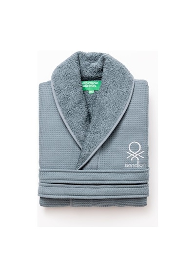 Benetton Home Waffle Bornoz, L/xl, %100 Pamuk, Koyu Mavi Renkte, Neutral Seri
