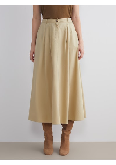 Lcwaıkıkı Classic Bej Standart Fit Poplin Pileli Etek