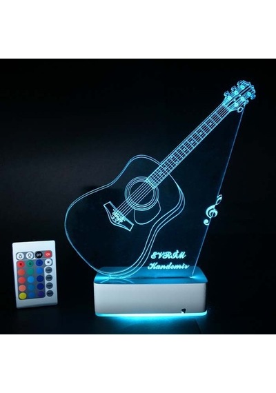 Özel Tasarım Akustik Gitar 3D Led Lamba