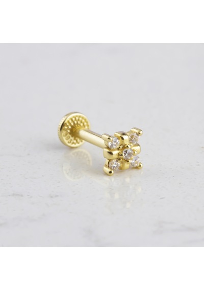 Glorria Altın Yonca Tragus Piercing Sarı