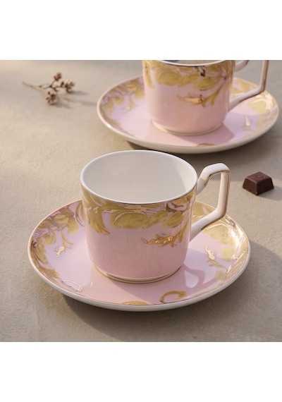 Aryıldız Peony 12 Parça 6 Kişilik Kahve Fincan Takımı Pembe 120 Ml Çok Renkli