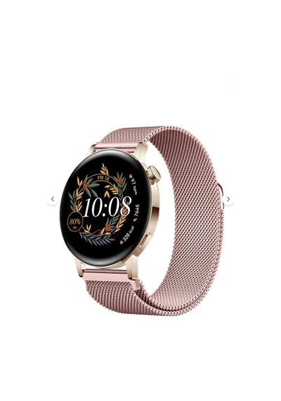 Huawei Watch Gt3 Elegant / Gt2 42mm Uyumlu 20mm Manyetik Milanese Loop Metal Kordon Pembe