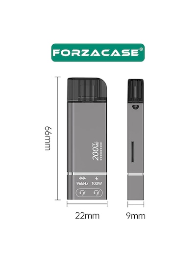 Forzacase 4in1 Taşınablilir Type-c To 3.5mm Aux , 100w Pd Ve Tf Kart Okuyucu Çevirici Adaptör - Fc1167