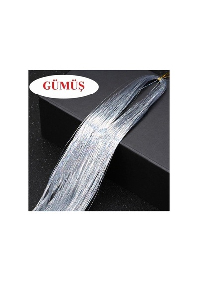 Hb Tasarım Saç Simi Gümüş - Saça Pratik Bağlanan Hair Tinsel 110-120 Cm Uzunluğunda Genel