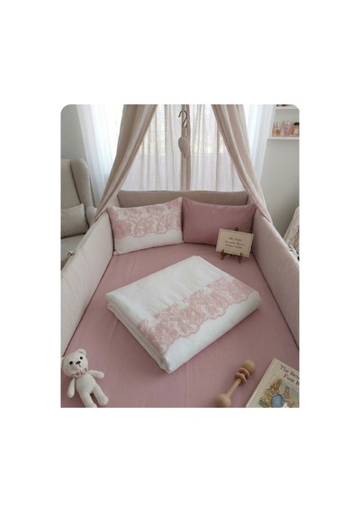 Dantelli Bebek Nevresim Takımı Pudra 100x150 Cm Pembe - 862907804 Pembe