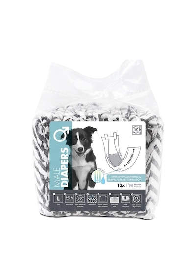 M-pets Diapers Erkek Köpekler İçin Külot Bez L 40-52 Cm 12'li