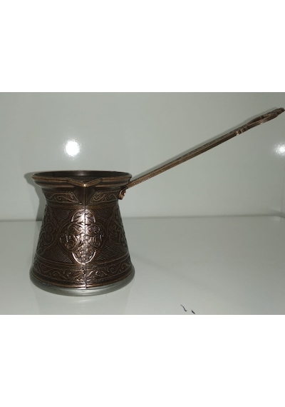 Ayvalı Döküm Bakır Gümüş Kaplama Cezve 4 Kişilik Bakir