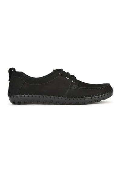 Punto Ac479463 Hakiki Nubuk Deri Yumuşak Saraç Dikişli Günlük Erkek Ayakkabı siyah