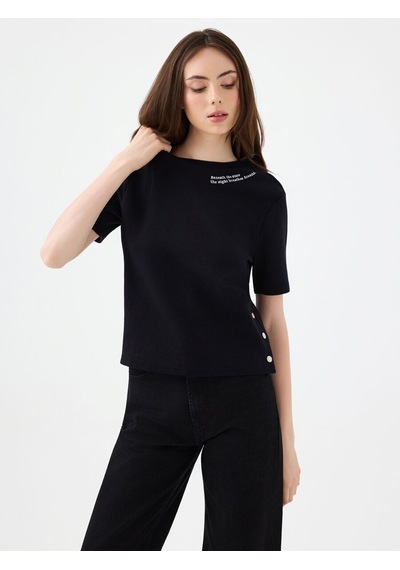 LOFT Regular Fit Kadın Tshirt K.kol Lf2040704 Q1.v1 Siyah