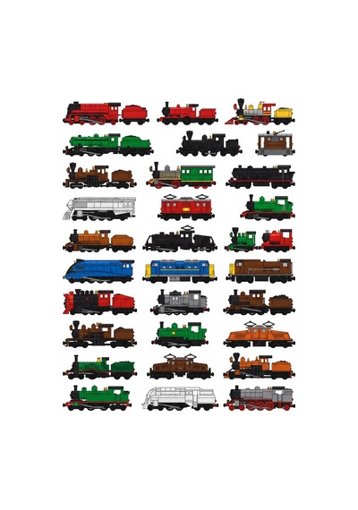 30 Adet Tarihi Buharlı Tren Sticker Seti - Laptop Defter Valiz Çok Renkli