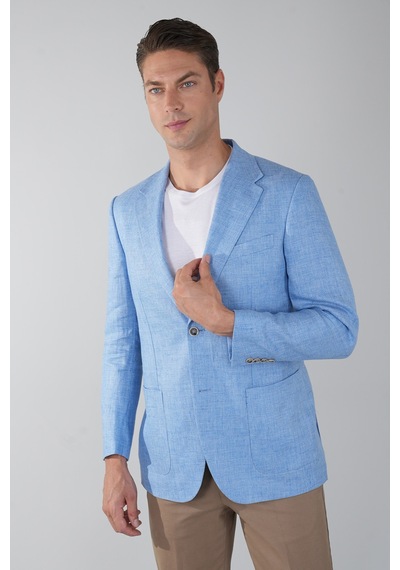 Bisse Erkek Platinum Regular Fit Keten Ceket Açık Mavi Pck25y25009 D33 Açık-mavi