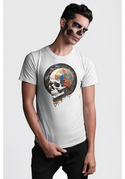 Kuru Kafa Kristal Unisex Unisex Beyaz Organik Baskılı T-shirt Penye Yüksek Kalite Beyaz