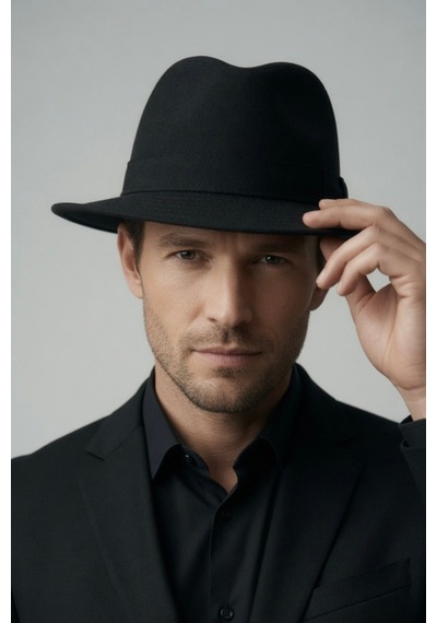 Mollycrush Erkek Siyah Fedora Şapka Klasik Takım Elbise Ve Günlük Stil Fötr Şapka Siyah