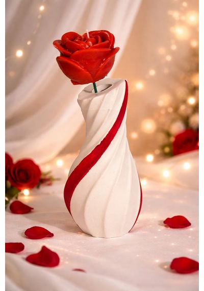 Love Rose-el Yapımı Gül Mum L Romantik Dekoratif Tasarım Beyaz-kırmızı