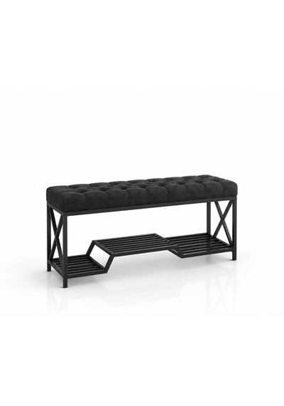 Siyah Metal Bench Ayakkabılık Bank, Kapı Girişi Puf Ayakkabılık Antrasit