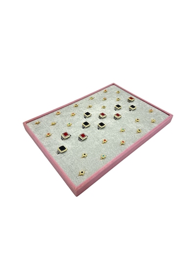 Yüzük Ve Koldüğmesi Tablası Batırmalı Pembe İçi Gri Anfora
