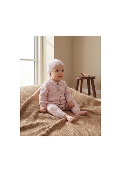 Minory Baby - Bereli Triko Bebek Tulumu Pembe Pembe