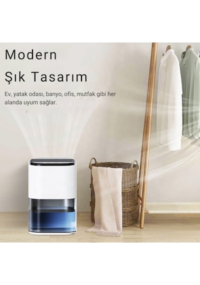 Polham Otomatik 2 Litre Banyo,mutfak, Çamaşır Odası İçin Nem Alma Cihazı, Rutubet, Küf Ve Nem Engelleyici Beyaz