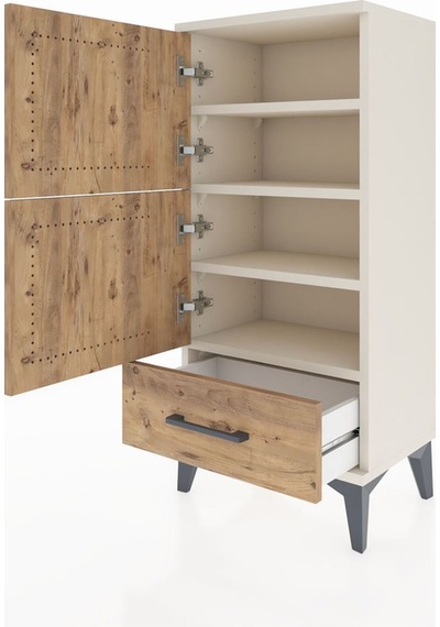 Arges Komodin 4 Raflı Tek Çekmeceli 2 Kapaklı 44x30x96 Aytaşı-çam Aytası