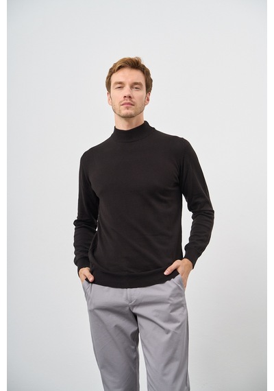 Morven Erkek Siyah Basic Yarım Balıkçı Yaka Dynamic Fit Rahat Kesim Triko 26kc017001001 Siyah Siyah