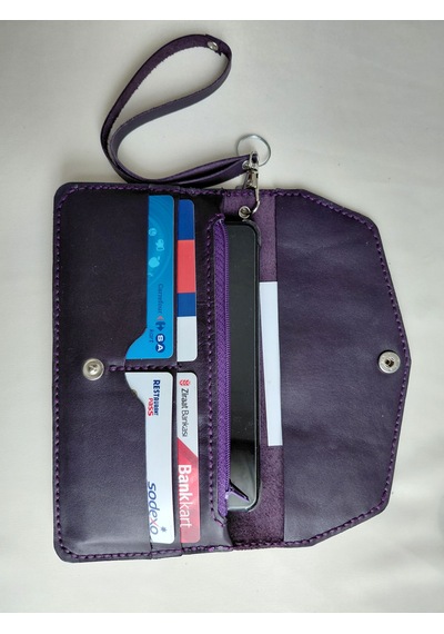 Luna Luster Hakiki Deri Mor Telefon Bölmeli Kadın Portföy Cüzdan Ve Kartlık Drc56 Koyu Mor